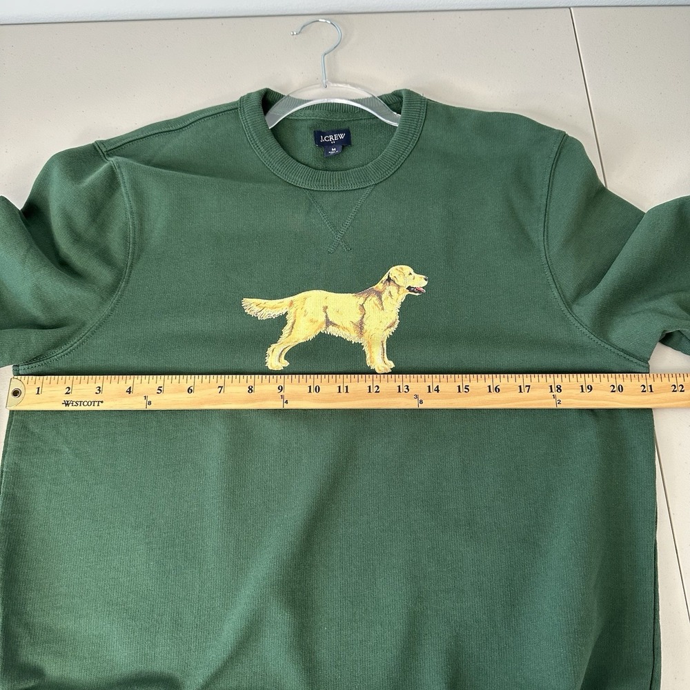 J Crew Sweatshirt Green Crewneck Golden Retriever Dog Graphic Medium - Picture 5 of 9